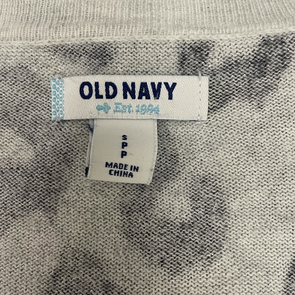 Old Navy Gray Animal Print Holiday Metallic Embellished Cardigan Size Small - Picture 9 of 11
